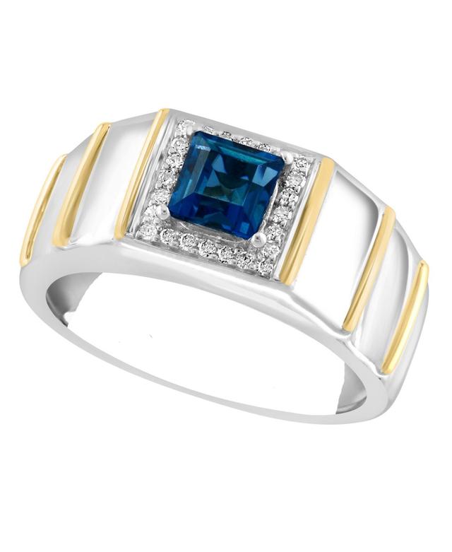 Effy Mens London Blue Topaz (1 ct. t.w.) & Diamond (1/10 ct. t.w.) Ring in Sterling Silver & 18K Gold-Plate Product Image