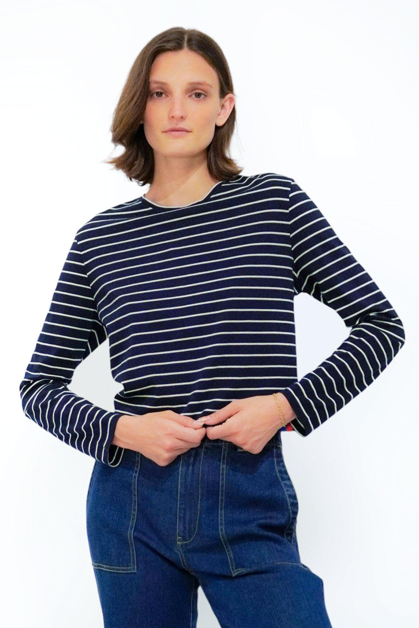 The Venice - Navy/Cream Pinstripe Female Product Image