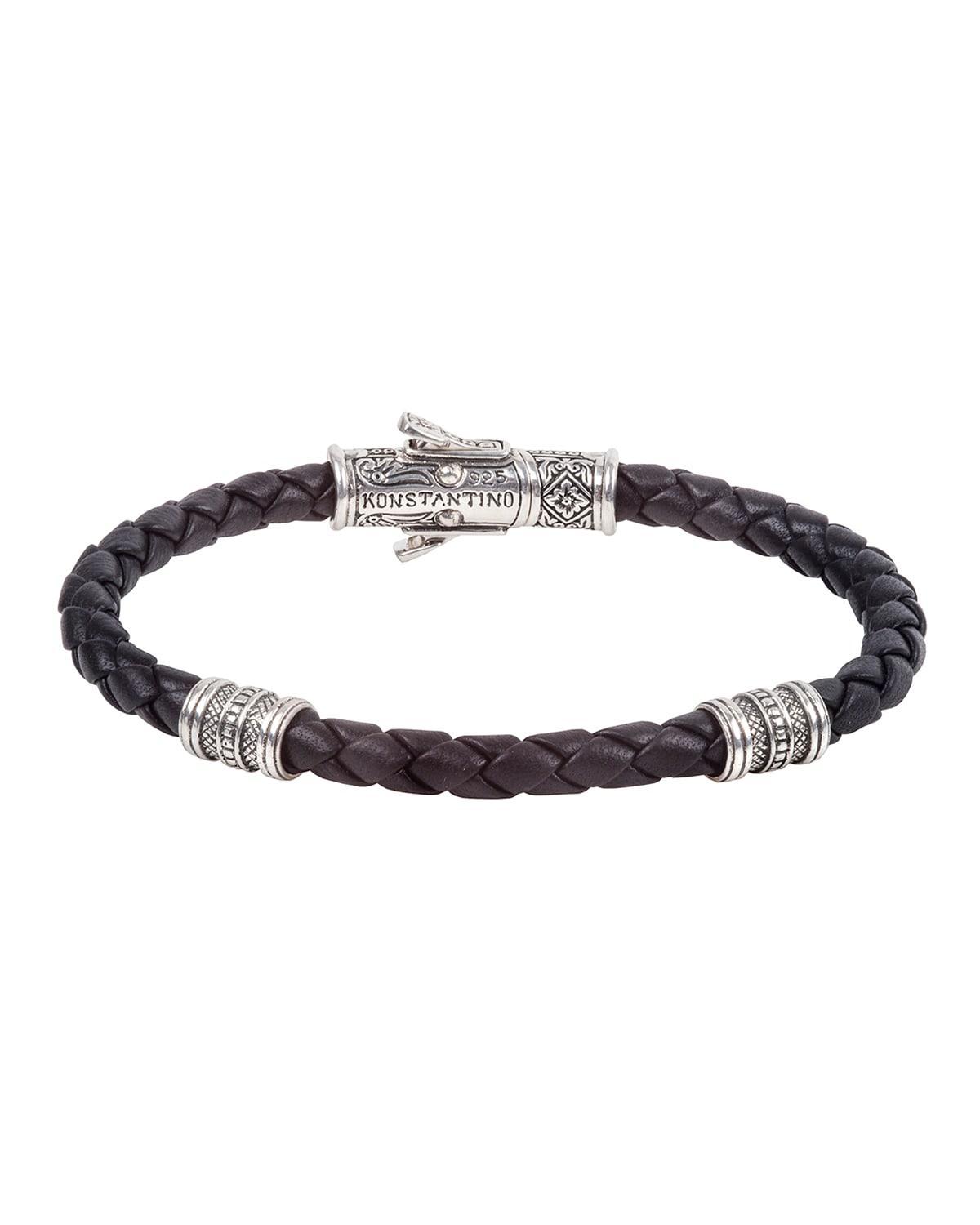 Womens Perseus Sterling Silver & Leather Bracelet Product Image