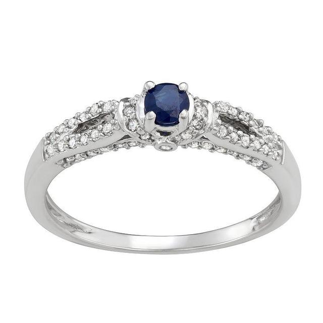 14k White Gold 1/3 Carat T.W. Diamond & Sapphire Engagement Ring, Womens 10k Whgold Product Image