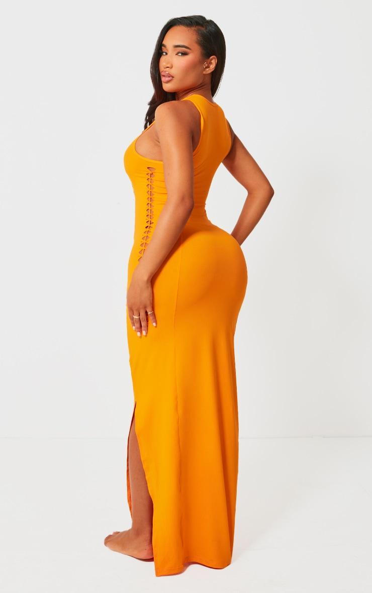 Shape Neon Orange Soft Sculpted Cut Out Side Maxi Dress Product Image