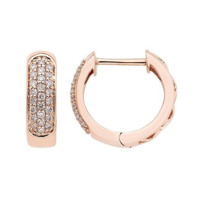 The Regal Collection 14k Gold 1/4 Carat T.W. Certified Diamond Huggie Hoop Earrings, Womens, 14k White Gold Product Image