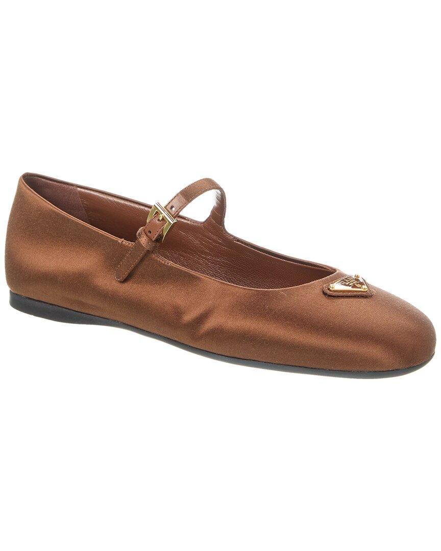 Tobacco Satin Ballerina Flat In Brown Product Image