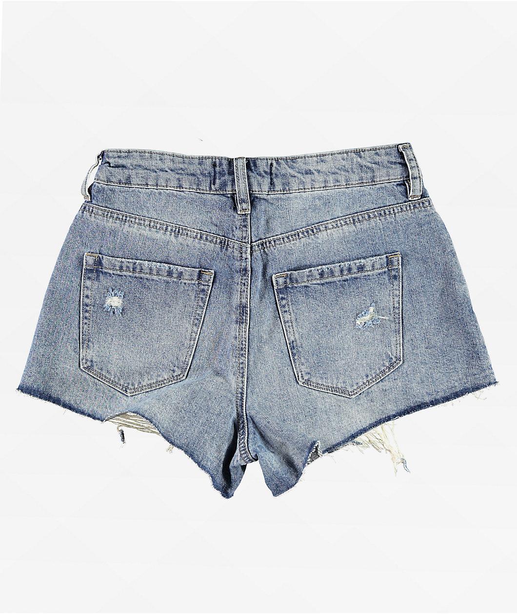 Empyre Weekend Festival Light Wash Blue Denim Cutoff Shorts Product Image