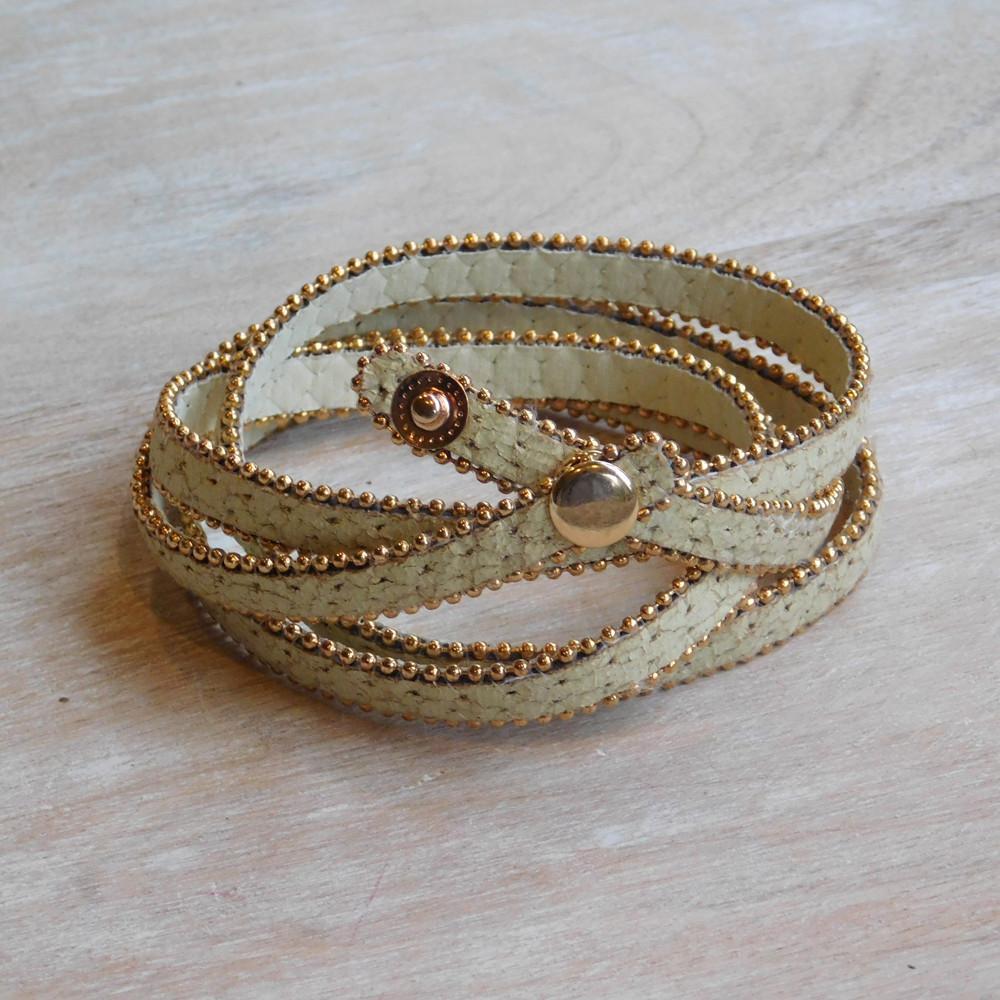 81025X   Long Faux Leather Wrap Bracelet Product Image