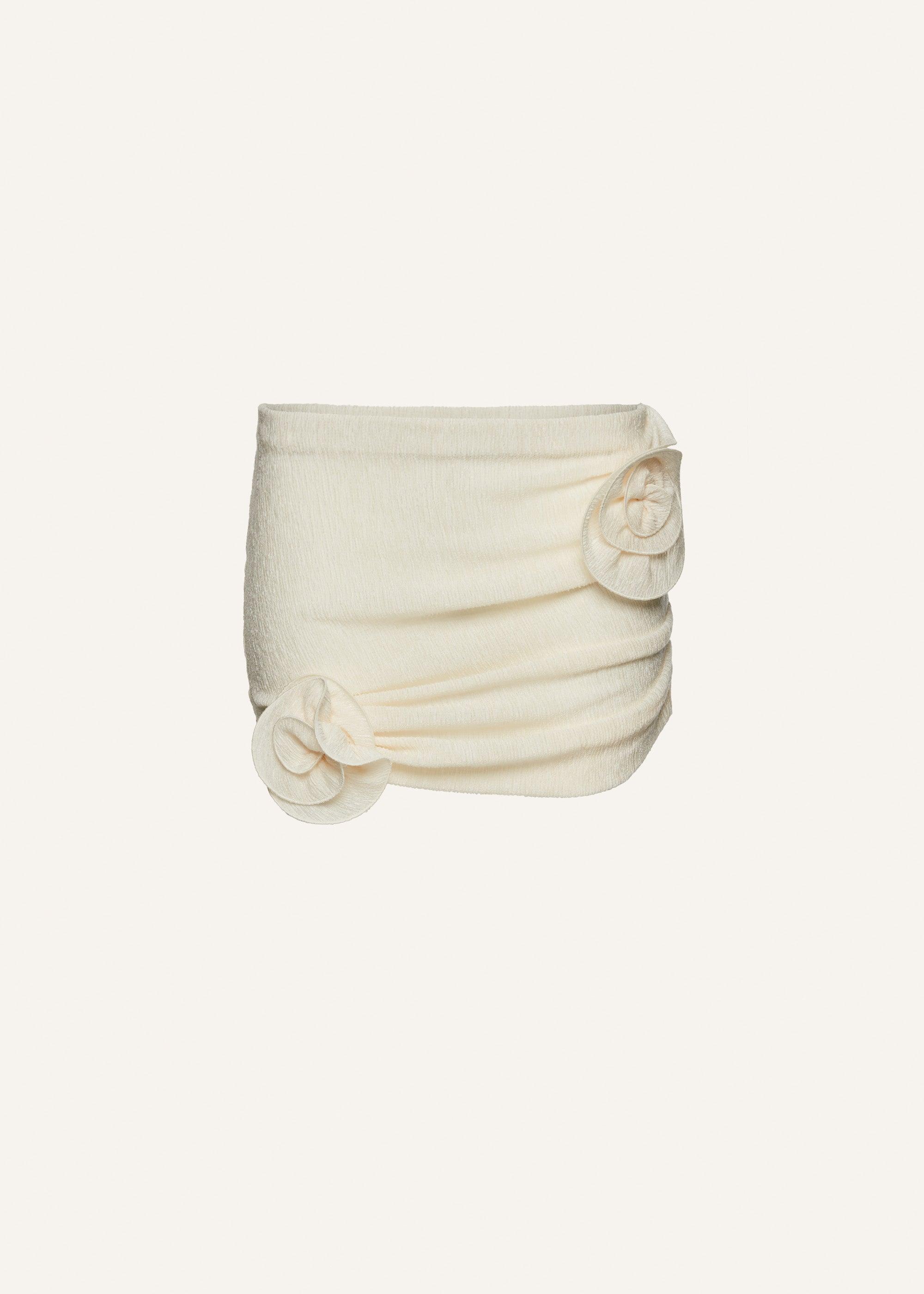 Crepe rose mini skirt in cream Product Image