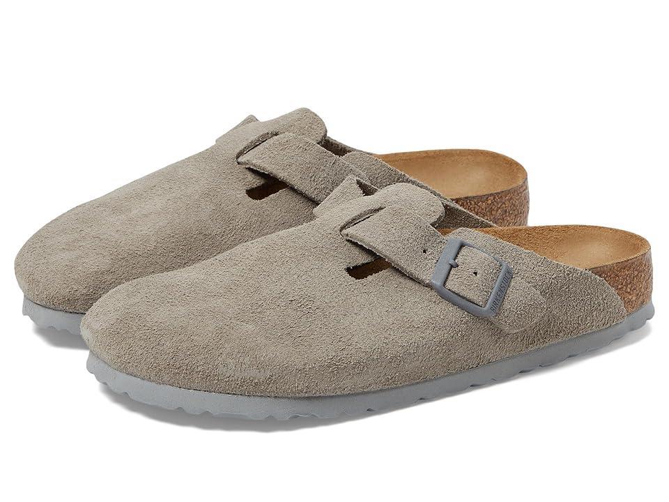 Birkenstock Boston - Suede (Stone Coin) Women's Clog Shoes Product Image