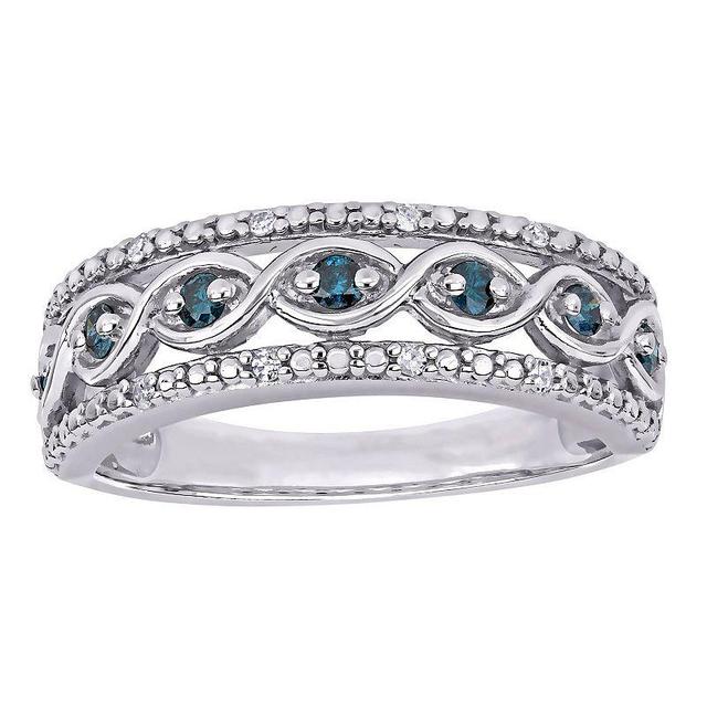 Stella Grace Sterling Silver 1/4 Carat T.W. Blue & White Diamond Infinity Ring, Womens Product Image