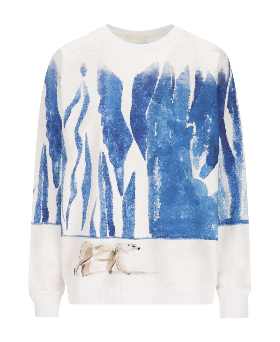 CHLOÉ Graphic-print Crew-neck Sweatshirt In Blue Product Image