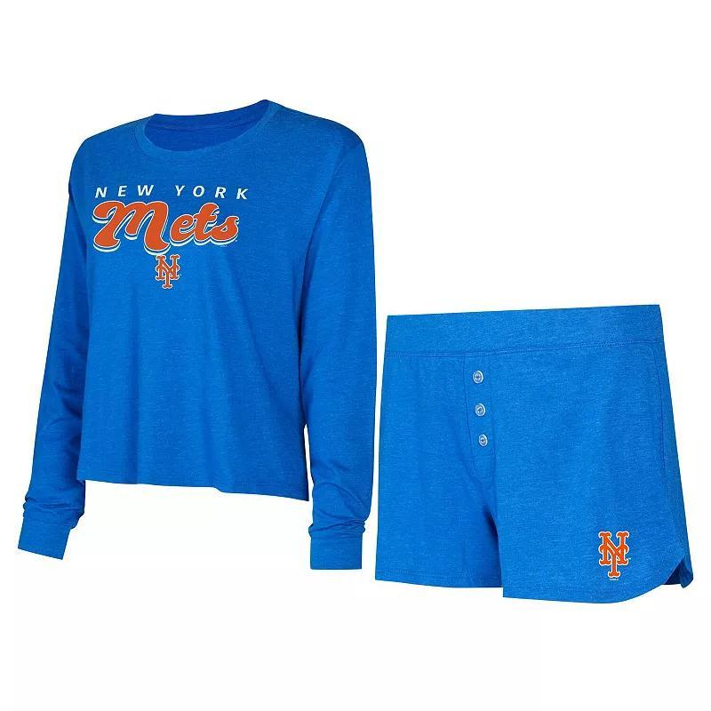 Womens Concepts Sport  Royal New York Mets Meter Knit Long Sleeve T-Shirt & Shorts Set Product Image