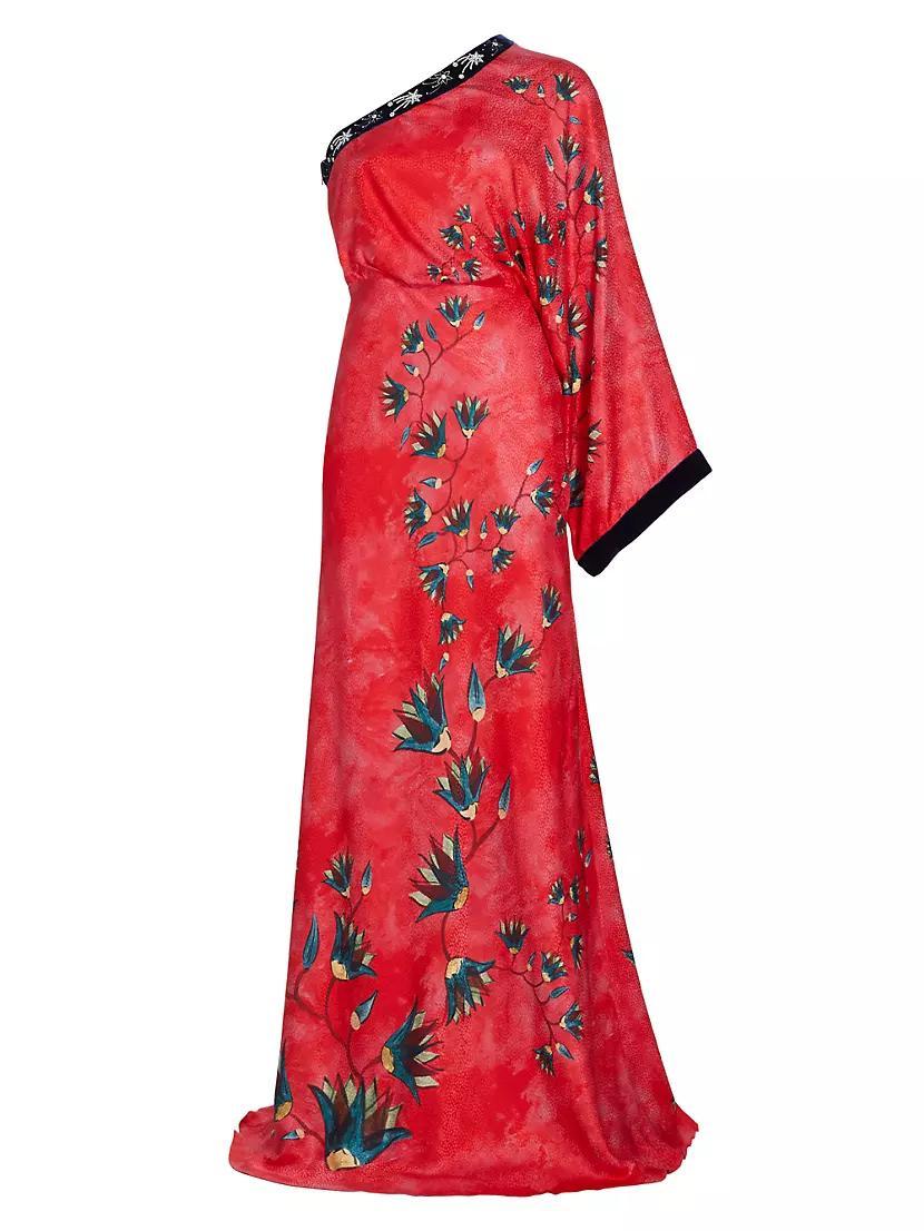 Lily Asymmetric Floral Silk Gown Product Image