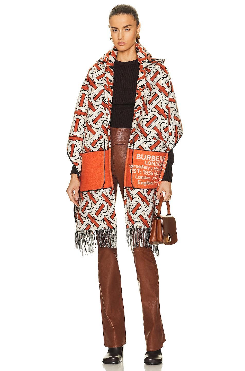 Burberry TB Monogram Scarf in Rust Product Image