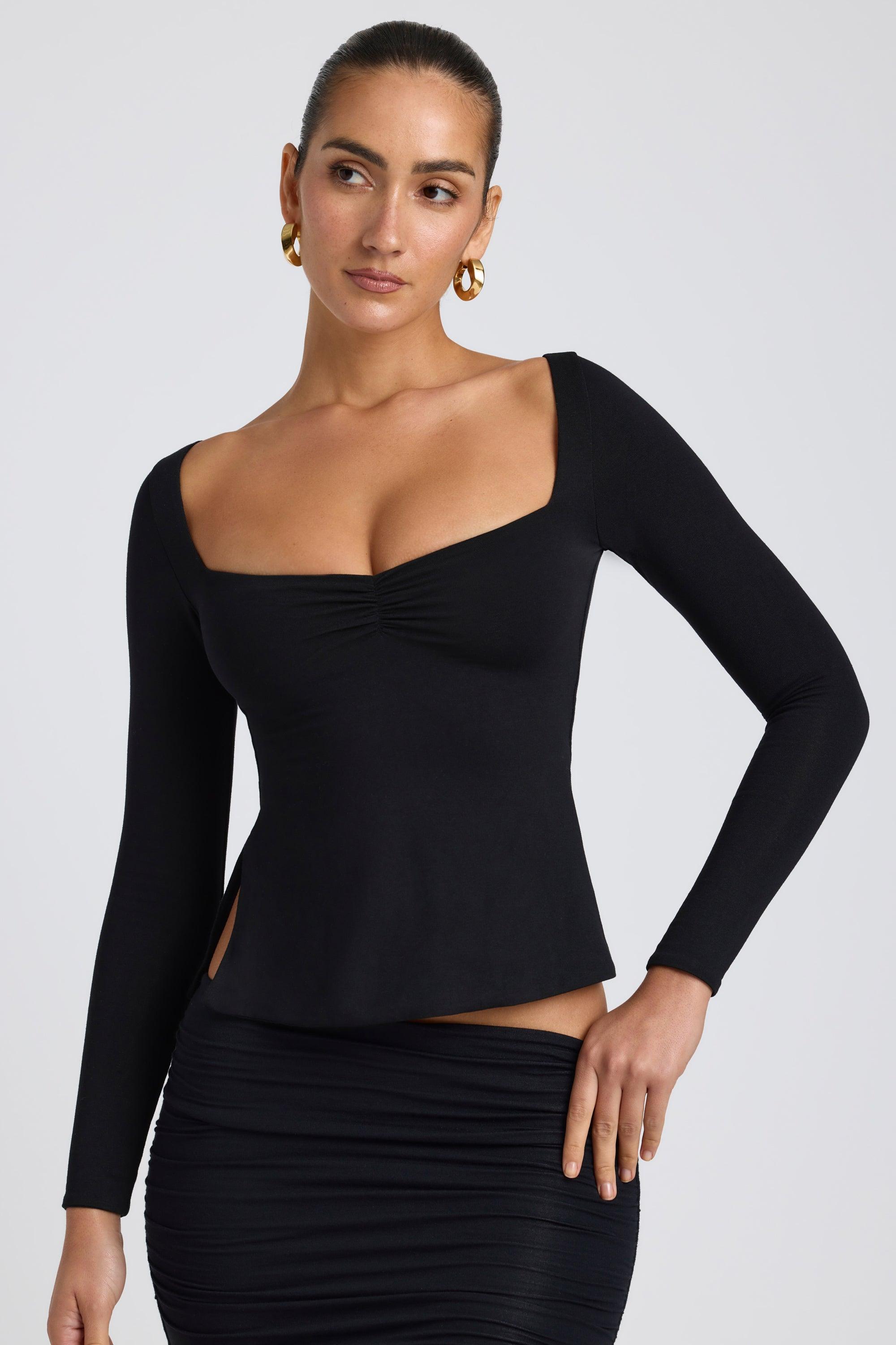 Modal Sweetheart-Neck Top in Black product image