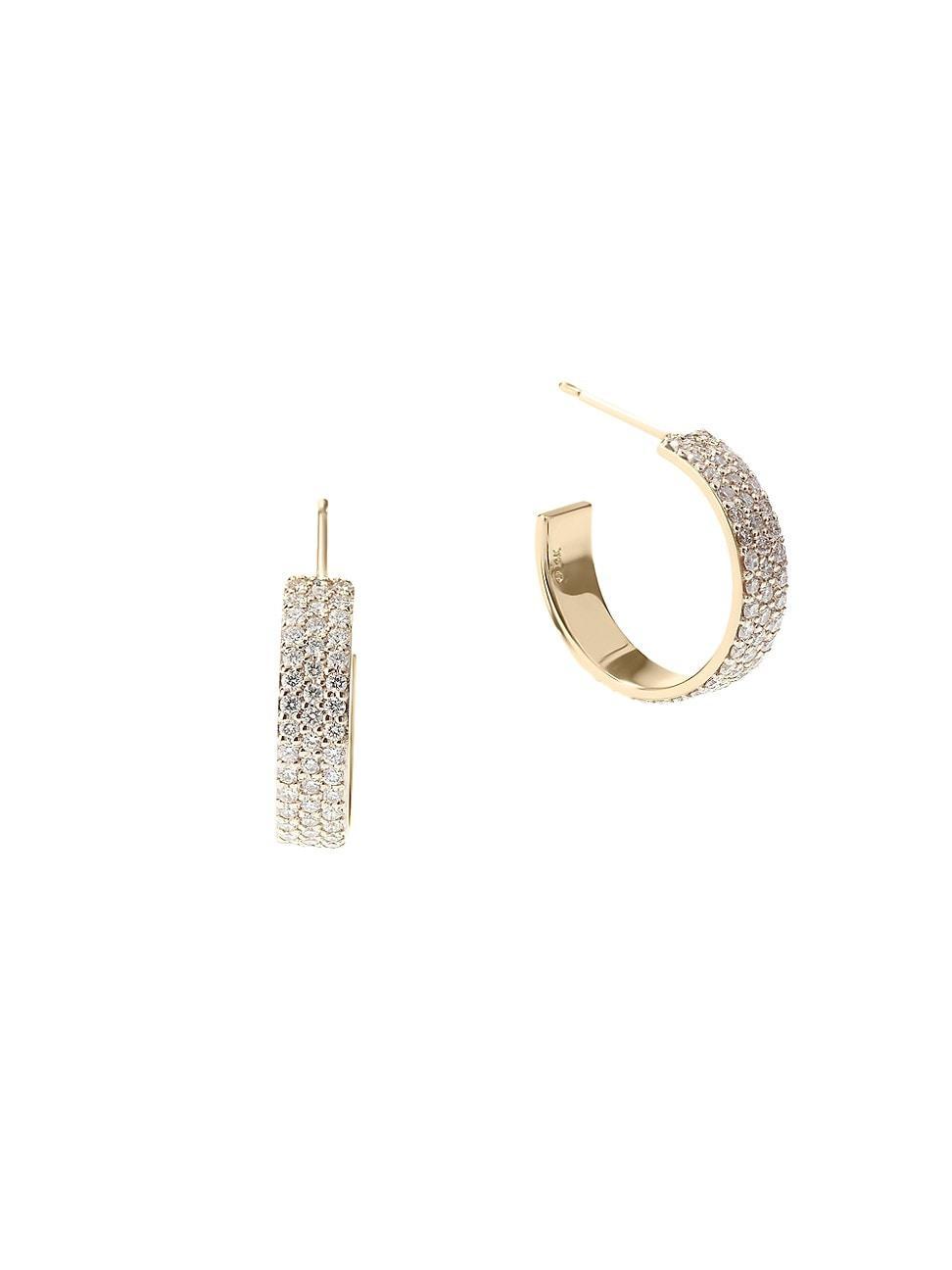 Womens Vanity 14K Yellow Gold & 0.851 TCW Diamond Huggie Hoop Earrings Product Image