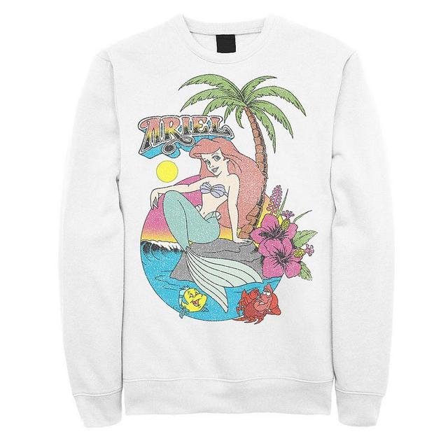 Mens Disney The Little Mermaid Distressed Ariel Logo Fleece White Product Image