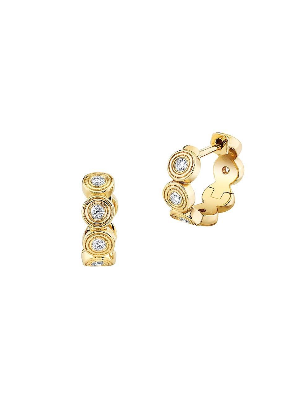 Womens 14K Gold & 0.26 TCW Diamond Huggie Earrings Product Image