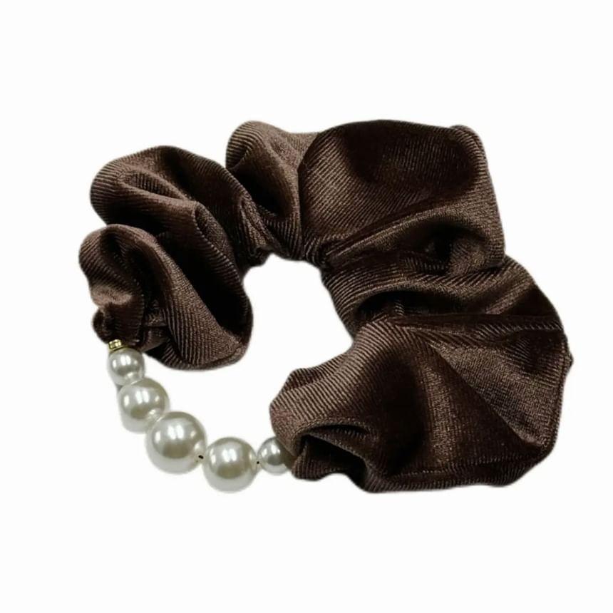 Faux Pearl Velvet Scrunchie Product Image