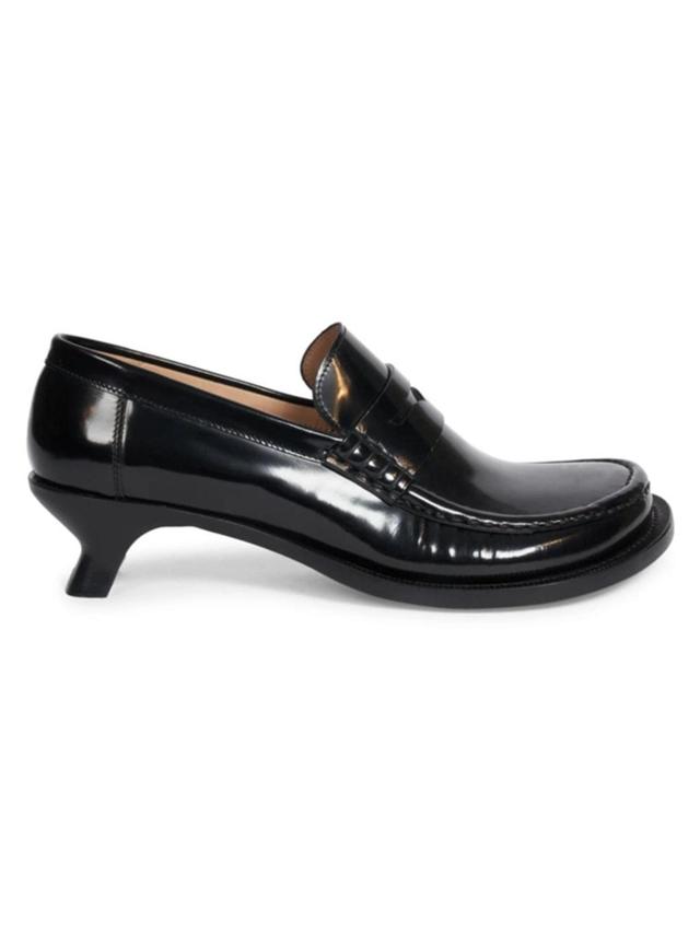 Terra Leather Kitten-heel Penny Loafers In Black Product Image