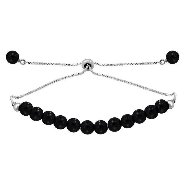 Aleure Precioso Gemstone Bead Frontal Adjustable Bracelet, Womens Black Product Image