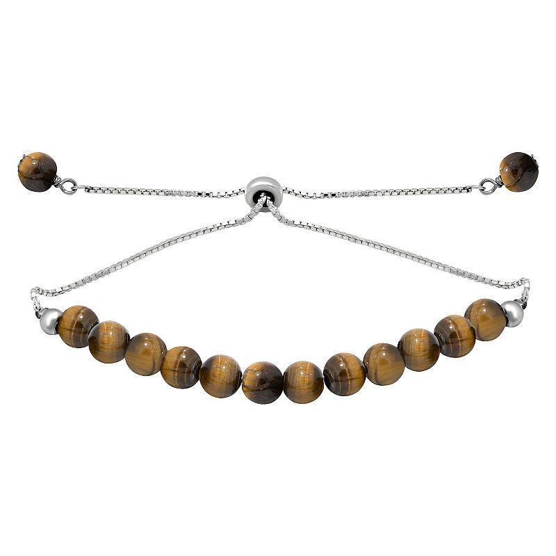 Aleure Precioso Gemstone Bead Frontal Adjustable Bracelet, Womens Brown Product Image