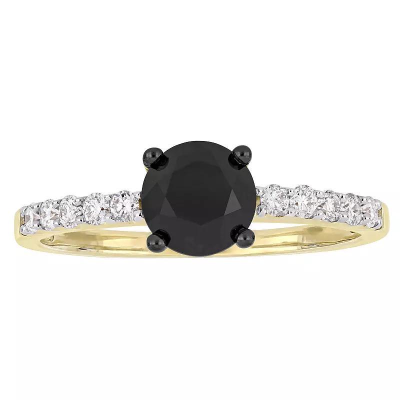 Stella Grace 14k Yellow Gold Black & White Diamond Engagement Ring, Womens 14k Gold Product Image