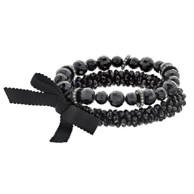 Simply Vera Vera Wang Black Bead Stretch Bracelet Set, Womens Product Image