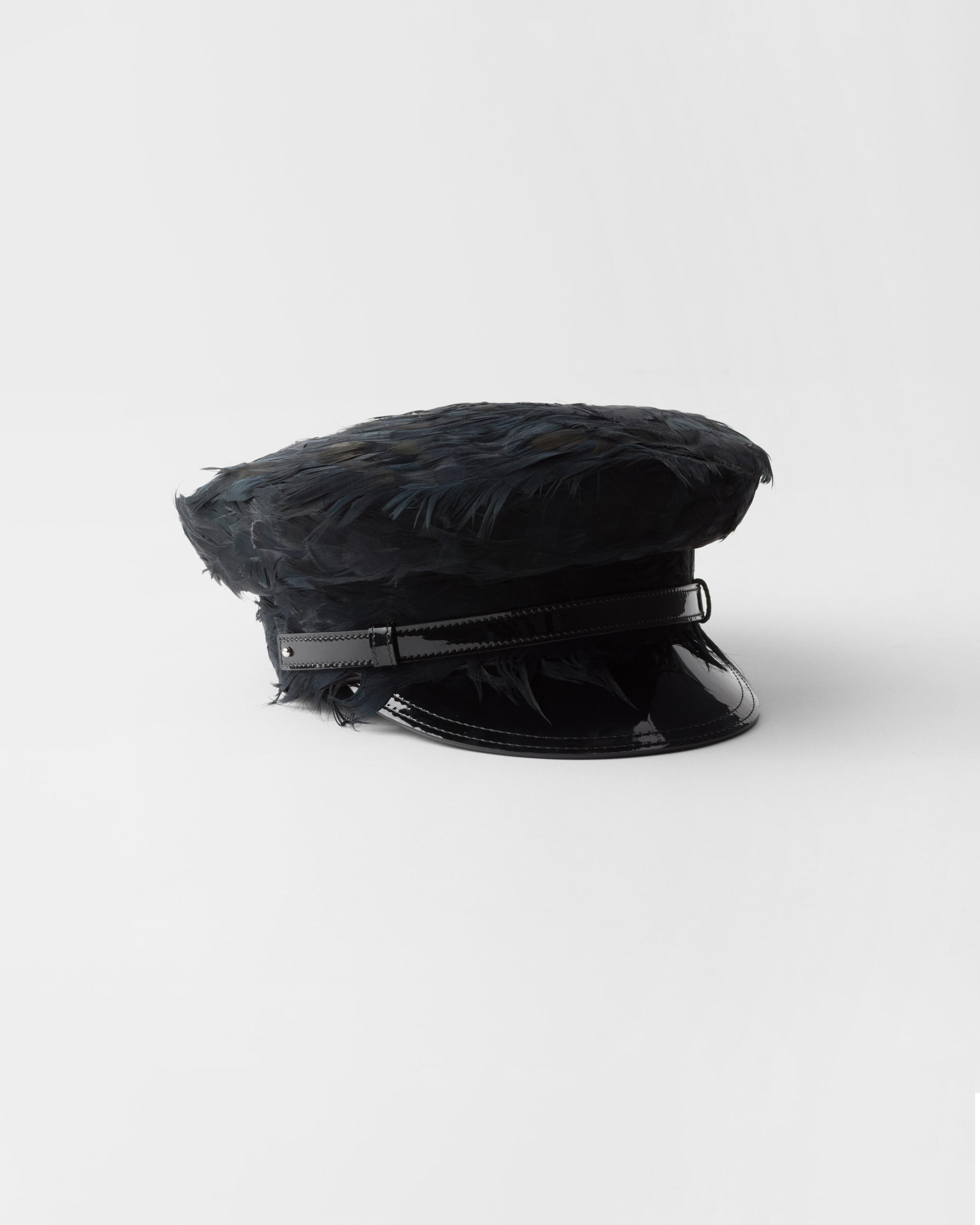 Patent leather and feather hat Product Image