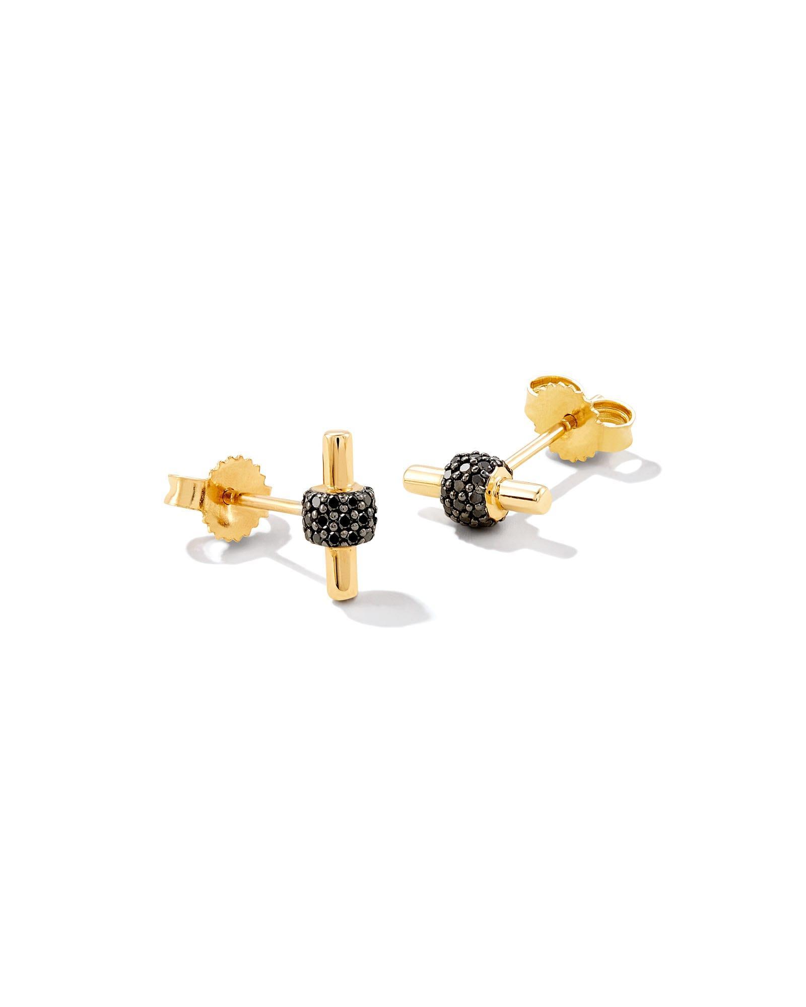 Stella 14k Yellow Gold Stud Earrings in Black Diamond Product Image