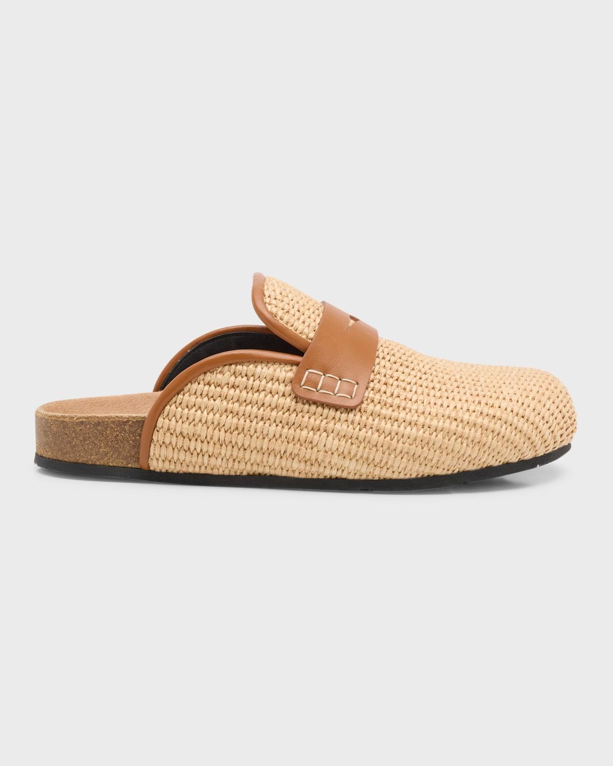 Raffia Penny Loafer Mules Product Image