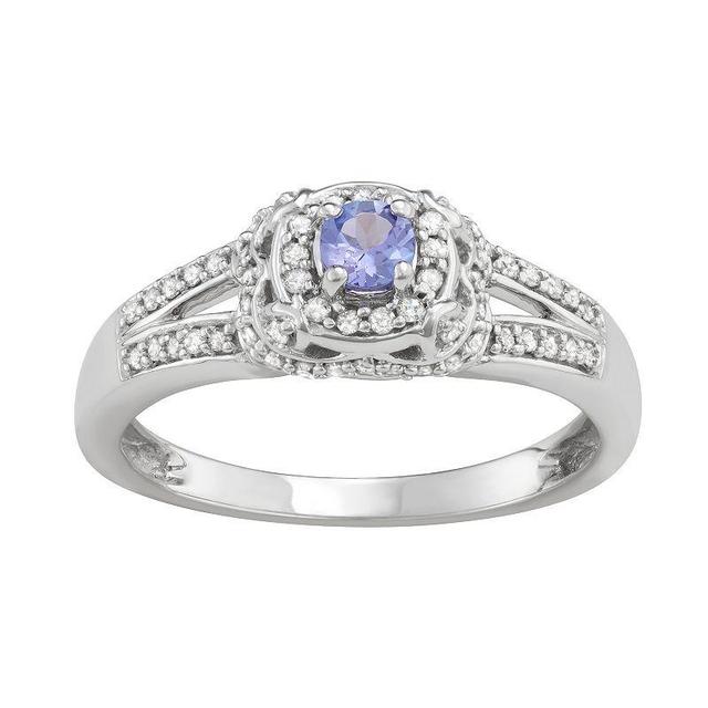 14k White Gold Tanzanite & 1/2 Carat T.W. Diamond Engagement Ring, Womens 10k Whgold Product Image