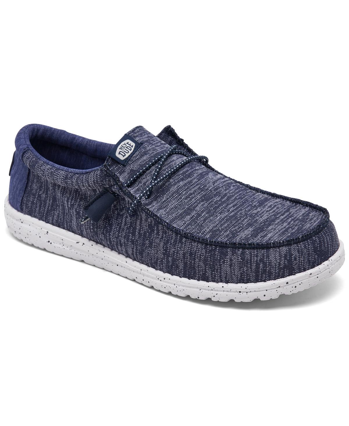 HEYDUDE Mens HEYDUDE Wally Sport Knit - Mens Running Shoes White/Blue Product Image