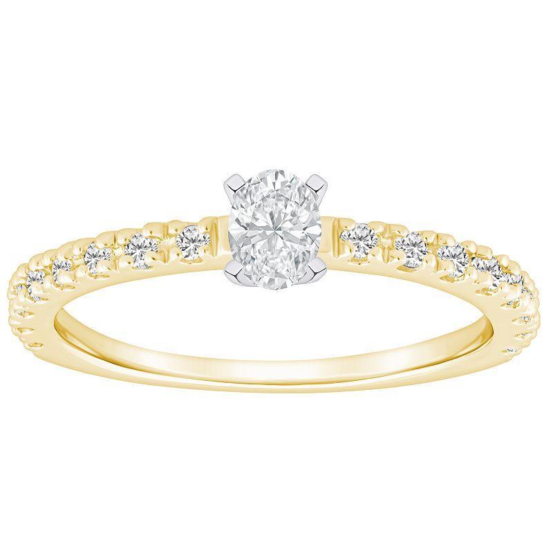 Alyson Layne 14k Gold 1/2 Carat T.W. Diamond Oval-Cut Embellished Band Engagement Ring, Womens White Product Image