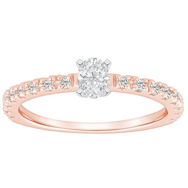 Alyson Layne 14k Gold 1/2 Carat T.W. Diamond Oval-Cut Embellished Band Engagement Ring, Womens 14k Two Tone Rose Gold Product Image