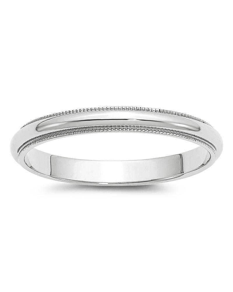 Bloomingdales Mens 3mm Half Round Milgrain Band 14K White Gold - 100% Exclusive Product Image