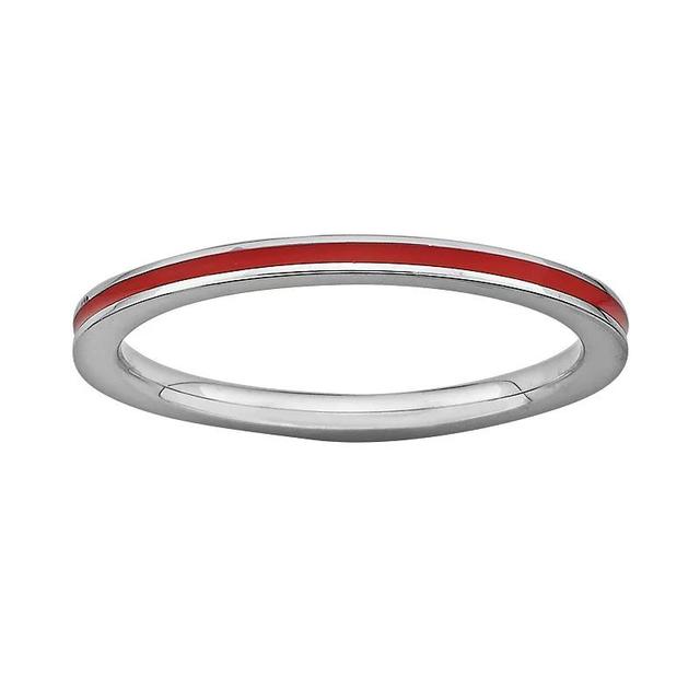 Stacks & Stones Sterling Silver Red Enamel Stack Ring, Womens Product Image