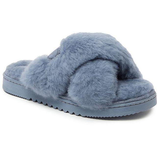 Fireside By Dearfoams New Castle Wool Cross-Band Womens Slide Slippers Ivory Product Image