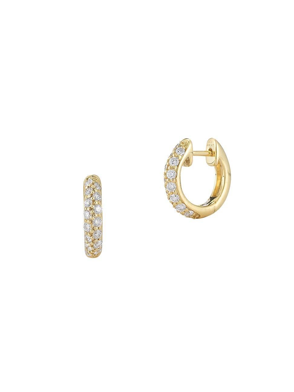 Womens Moonlight 18K Yellow Gold & Diamond Huggie Hoop Earrings Product Image