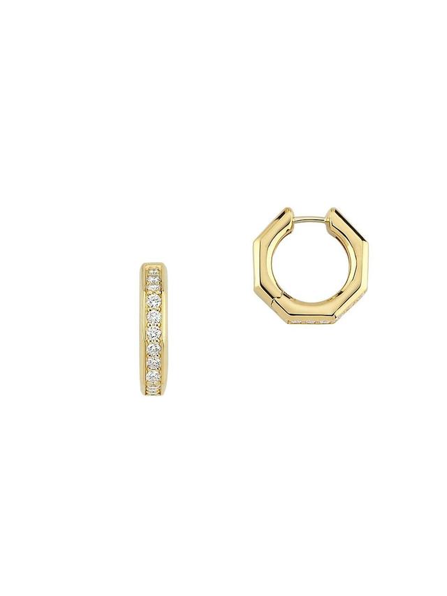 Womens Bubble 18K Yellow Gold & 0.91 TCW Diamond Large Geometric Hoop Earrings Product Image