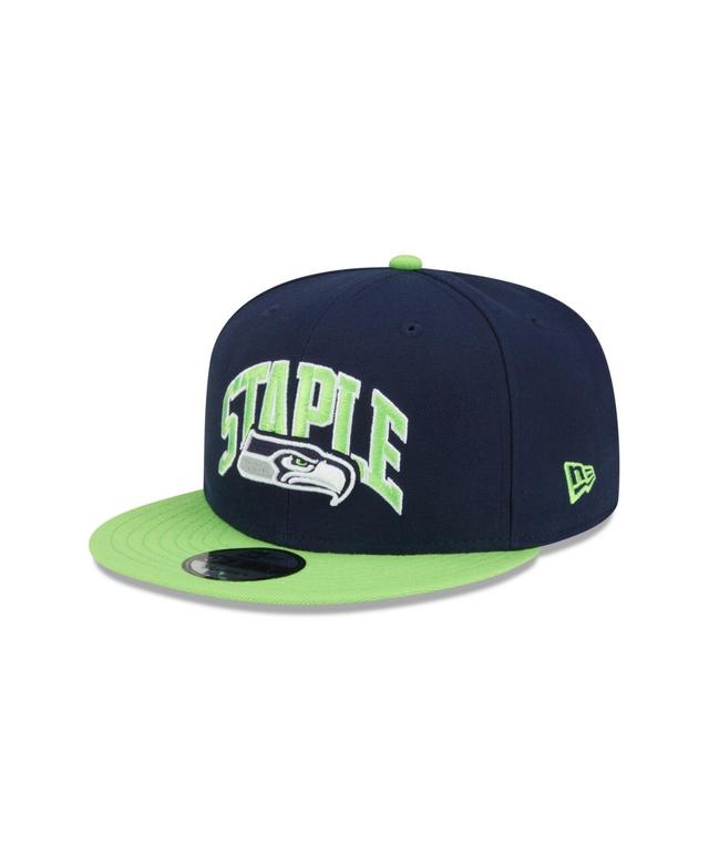 Mens New Era X Staple College Navy Seattle Seahawks Pigeon 9Fifty Snapback Hat - College Navy Product Image