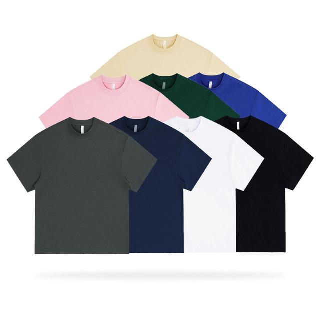 Essential Class Cotton Tees 8-Pack (Navy, Blue, White, Dark Gray, Pink, Green, Beige, Black) Product Image