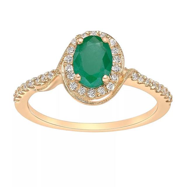 Gemminded 10k Gold Emerald & 1/4 Carat T.W. Diamond Halo Ring, Womens Product Image