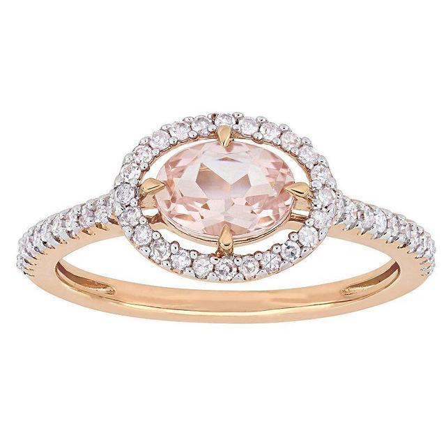 Stella Grace 14k Rose Gold Morganite & 1/4 Carat T.W. Diamond Floating Halo Ring, Womens Product Image