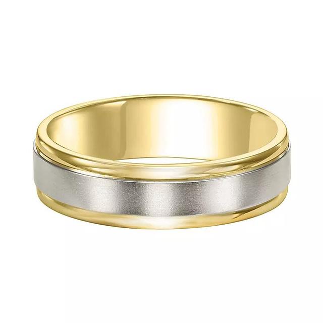 Mens AXL Two Tone 14k Gold Satin Band Wedding Ring Product Image