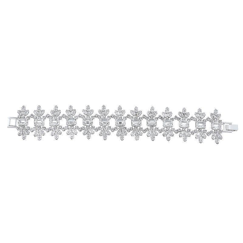 Simulated Crystal Open Lace Bracelet, Womens, Silver Tone Product Image