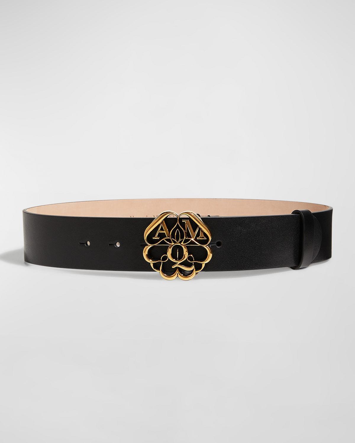 Alexander McQueen Seal Buckle Leather Belt Product Image