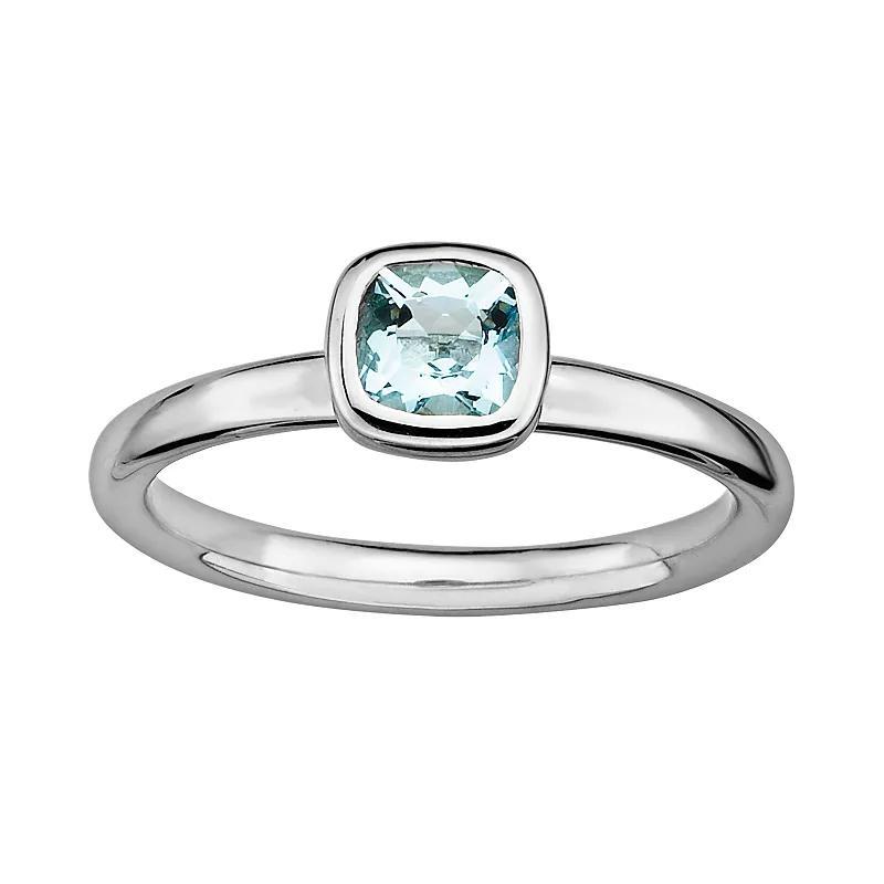 Stacks & Stones Sterling Silver Aquamarine Stack Ring, Womens Blue Product Image