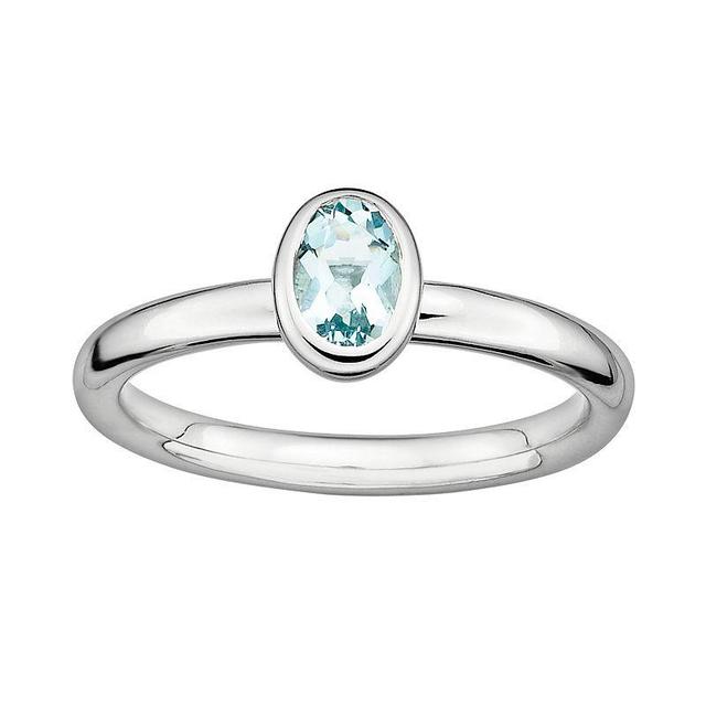 Stacks & Stones Sterling Silver Aquamarine Stack Ring, Womens Blue Product Image