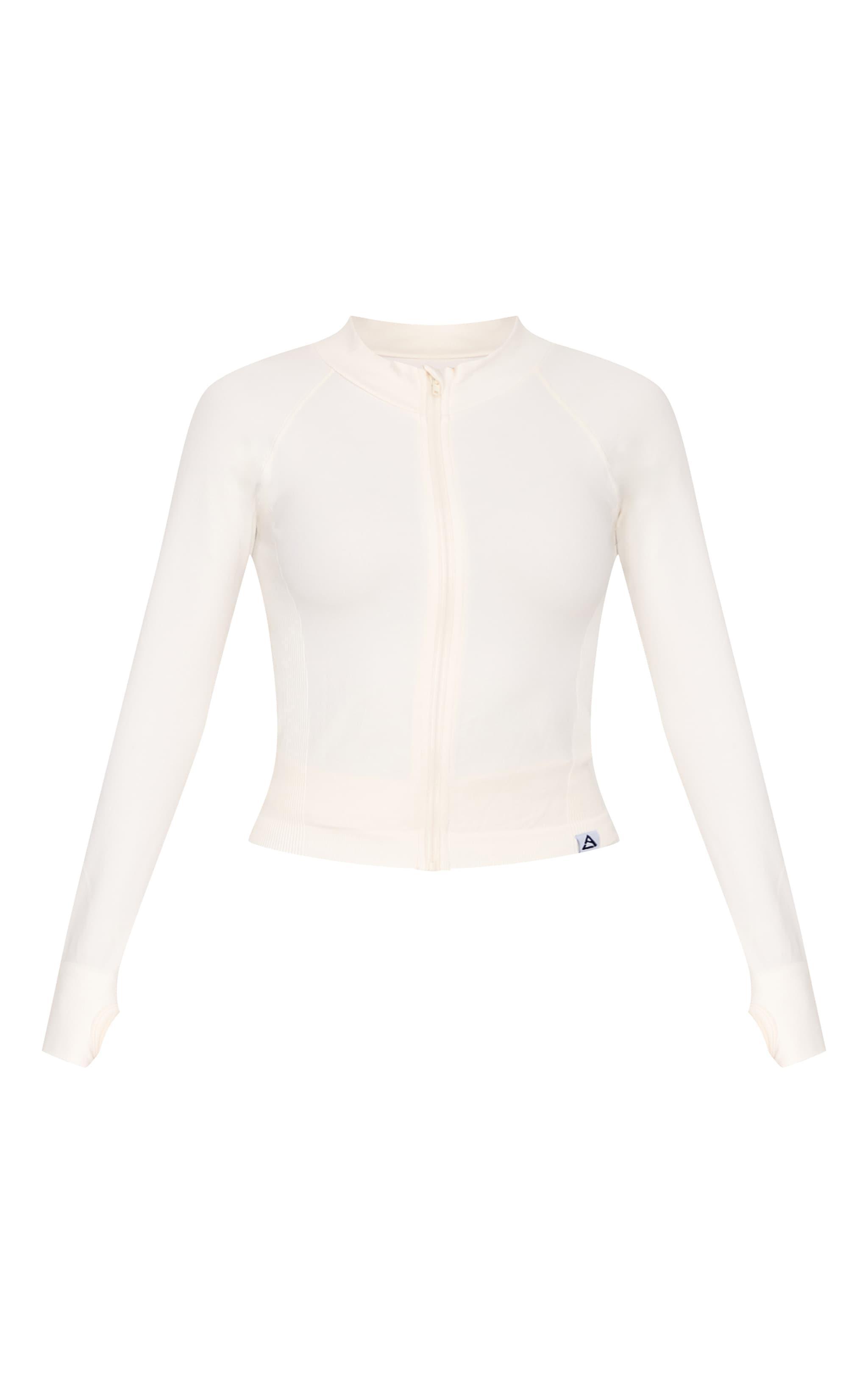 Cream Seamless Panel Jacket Product Image