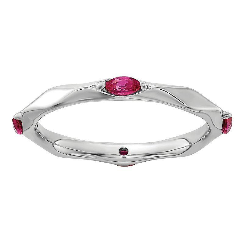 Stacks & Stones Sterling Silver Gemstone Stackable Ring, Womens Red Product Image