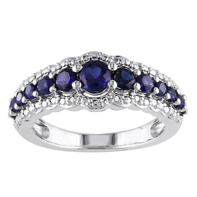 Stella Grace Sterling Silver Lab-Created Blue Sapphire Graduated Ring, Womens Product Image